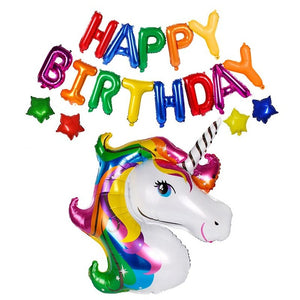 BIG! Unicorn Foil Happy Birthday Balloon Sets (Many Variations)